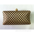 New Style Elegant Royal Gold & Black Checkered Pattern Women Party Bag (1013)